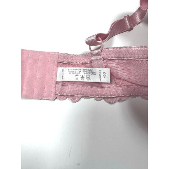 French Affair Women’s 40D Pink Floral Lace Bra Underwire Lightly Padded - Picture 7 of 7